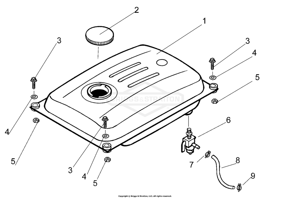 Tank Fuel Metal Diagram and Parts List for 1966-0  Briggs and Stratton Generator